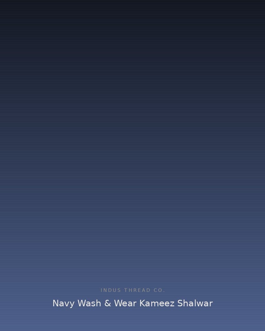 Navy Wash & Wear Kameez Shalwar — view 3
