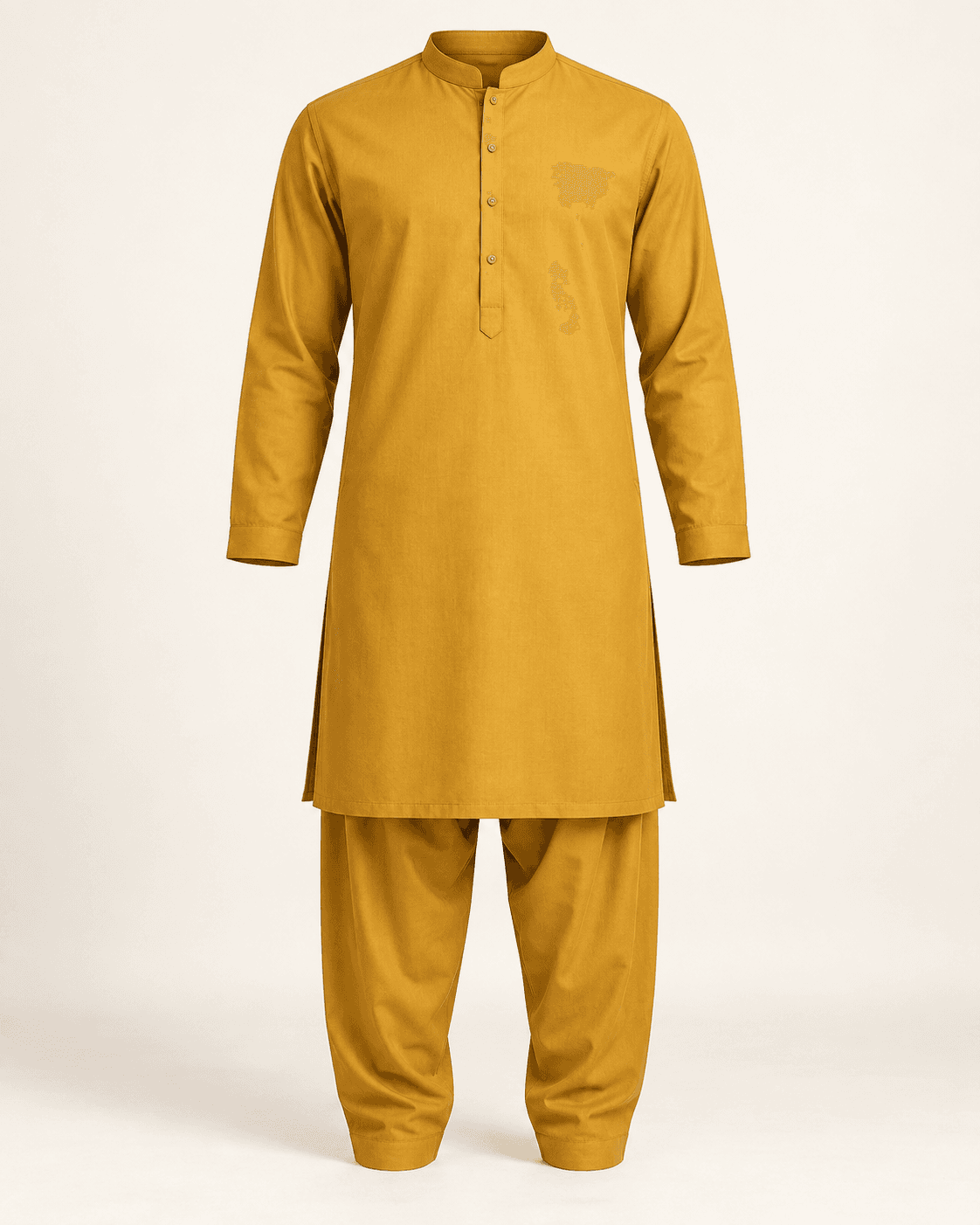 Mustard Cotton Kameez Shalwar